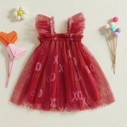 pixie n prince Girls Typographic Print Square-Neck Fit & Flare Dress-picture-5