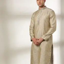 Small Buta Jacquard Embroidered Long Kurta-image-61