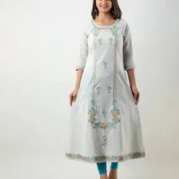 Embroidered A-Line Kurta-image-3