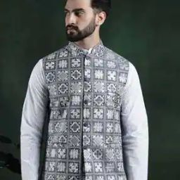 Embroidered Regular Fit Nehru Jacket-image-48