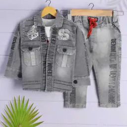 Boys Typographic Print Jeans & T-Shirt Set-image-5