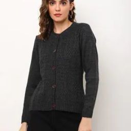 Chevron-Knit Button-Down Cardigan-image-5