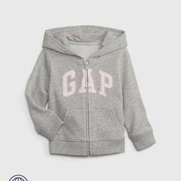 Solid Logo Relaxed Fit Zip Up Hoodie-image-3