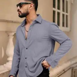 Men Shirt with Spread Collar-image-87