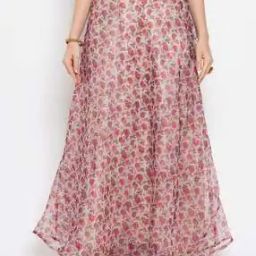 Floral Print Flared Skirt with Drawstring Waist-44