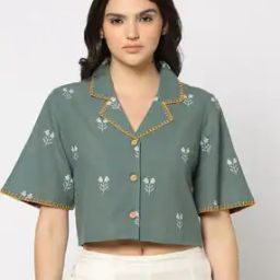 Women Geometric Print Relaxed Fit Crop Top-picture-20