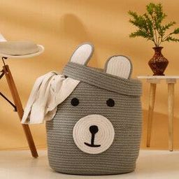 Applique Cotton Laundry Bag with Lid-44