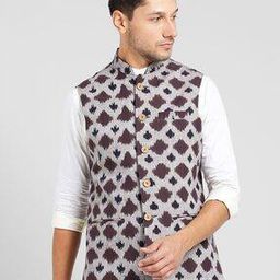 Abstract Print Nehru Jacket-36