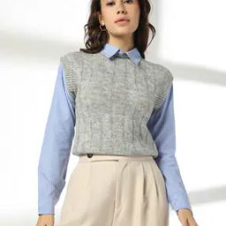 Women Cable Knit Regular Fit Sweater-20