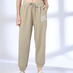 Women Joggers with Typographic Print-image-17