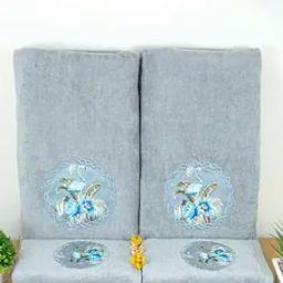 Set of 4 Embroidered Cotton Bath Towels-image-79