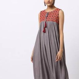 A-line Dress with Embroidered Yoke-image-39