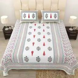 TC 200 Printed Double Size Bedsheet with Pillow Covers-3