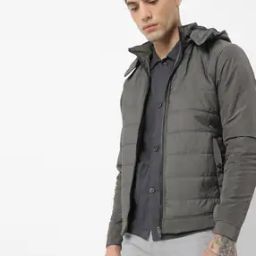 Quilted Slim Fit Jacket with Detachable Hood-picture-31