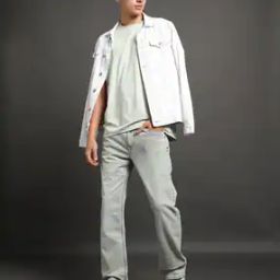 Men Heavily Washed Straight Fit Jeans-image-94