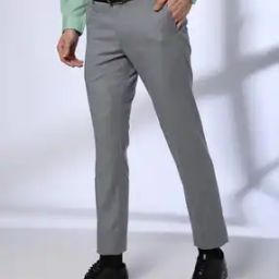 Men Slim Fit Flat-Front Trousers-image-50