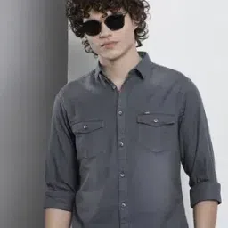 Solid Shirt with Flap Pockets-image-69