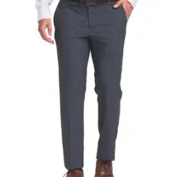 raymond Men Skinny Fit Flat-Front Trousers-picture-27