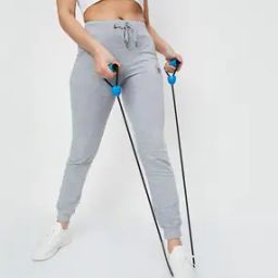 Women Heathered Straight Joggers with Drawstring Waist-image-26