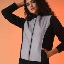 Colour-block Jacket with Zip-Front Closure-image-37