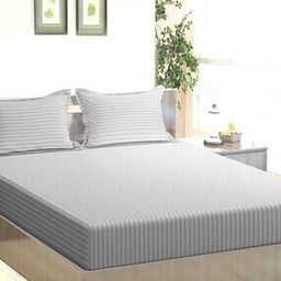 Cotton 200TC Elasticated Queen Fitted Bedsheet with 2 Pillow Covers-37