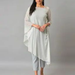 Women Asymmetric Kurta with Inner & Pants Set-image-34