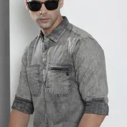 Washed Shirt with Patch Pockets-picture-36