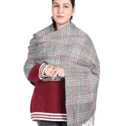 Women Checked Stole with Fringes-1