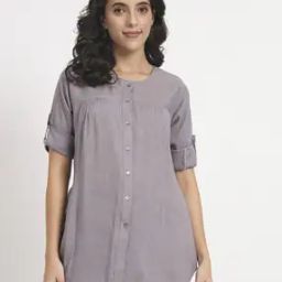 Women Regular Fit Mandarin-Collar Shirt-image-24