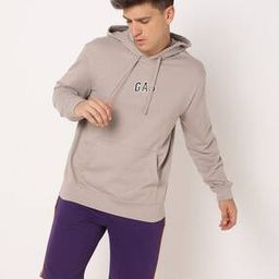 Men Logo Embroidered Regular Fit Hoodie-image-5