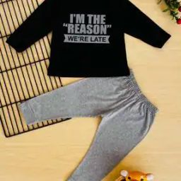 Typographic Print T-Shirt & Pyjamas Set-39