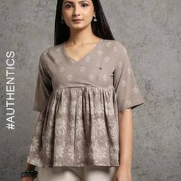 Dyed & Double Dabu Printed Tailored Fit Angrakha Top-picture-12