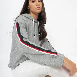 Heathered Hoodie with Contrast Taping-image-3