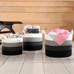 Set of 3 Colourblock Multipurpose Baskets with Handles-6