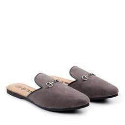 Round-Toe Mules with Metal Accent-image-81