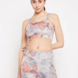 Medium Impact Padded Tie-Dye Print Sports Bra with Removable Cups-image-25