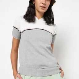 Colourblock Hooded Sweatshirt with Ribbed Hemline-29