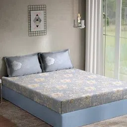 400 TC Floral Print King Size Bedsheet with Pillow Covers-image-98