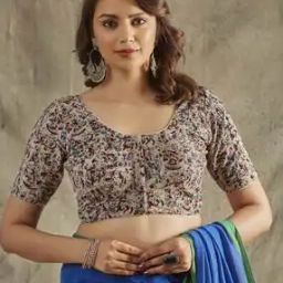 Women Kalamkari Print Front-Open Blouse-16