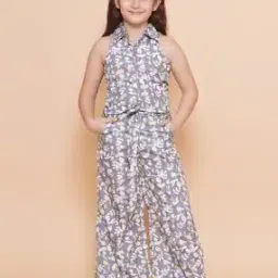 arshia fashions Girl Floral Print Top & Pants Set-picture-17