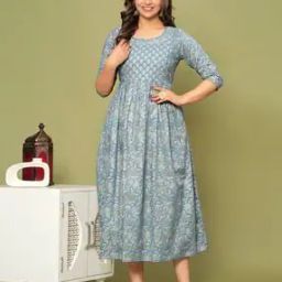 Women Floral Print A-Line Gown Dress-image-75