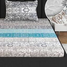 144 TC Floral Print Single Bedsheet with Pillow Cover-image-82