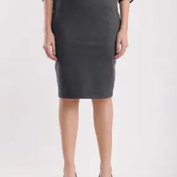 Women A-Line Skirt with Concealed Back Zip Closure-image-10