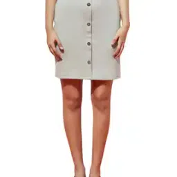Ribbed Pencil Skirt with Button Accent-image-101