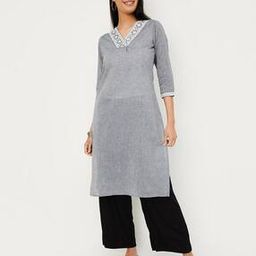 Women Embroidered Straight Kurta-image-2
