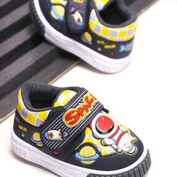 Boys Round-Toe Sneakers with Velcro Fastening-6