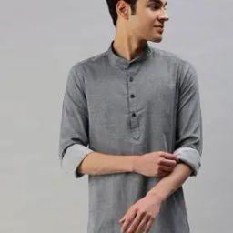 Mandarin Collar Kurta with Full Sleeves-image-20