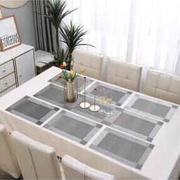 Set of 6 Geometric Pattern Washable Placemats with Runner-picture-26