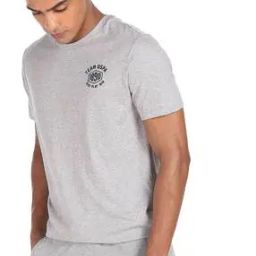 Regular Fit Heathered Crew Neck Cotton T-Shirt-picture-30