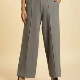Women Straight Fit Pants with Insert Pockets-17